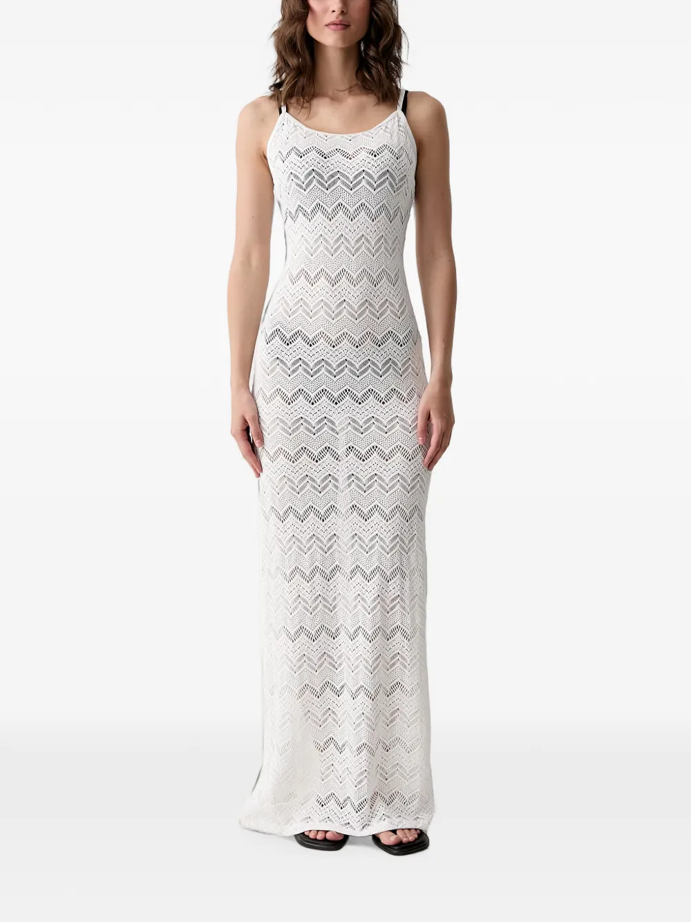 Vilebrequin Lisanna chevron-knit side-slit maxi dress - Weiß