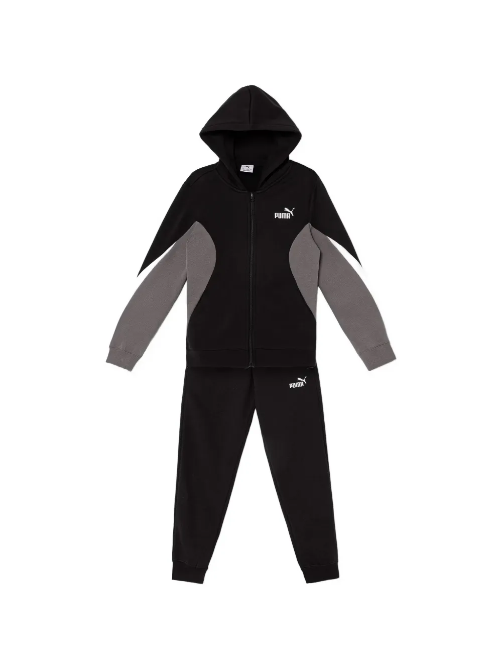 Puma Kids logo-print panelled tracksuit - Nero
