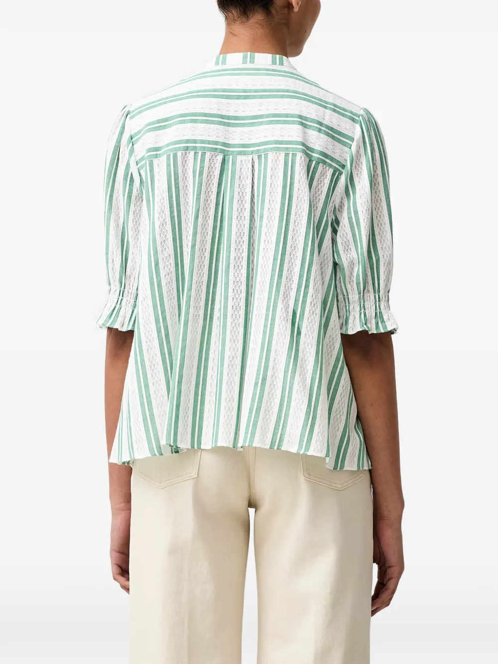 Stine Goya Gesmockte gestreepte blouse Wit