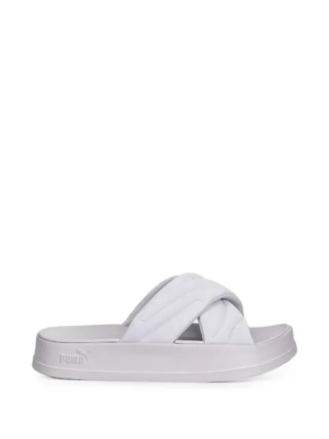 PUMA quilted crossover-strap slides