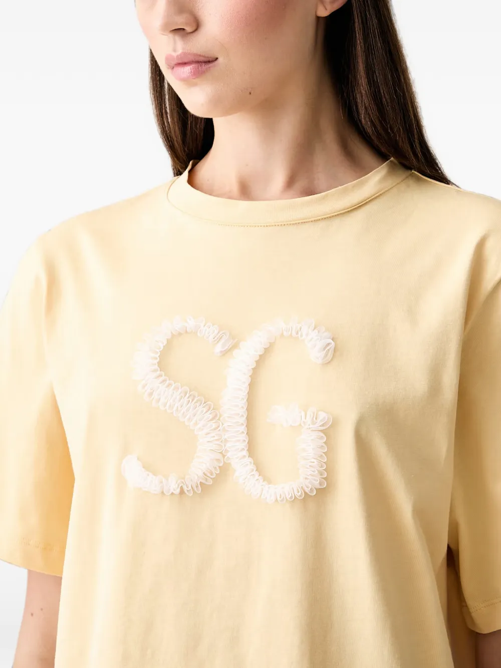 Stine Goya T-shirt met geborduurd logo Geel