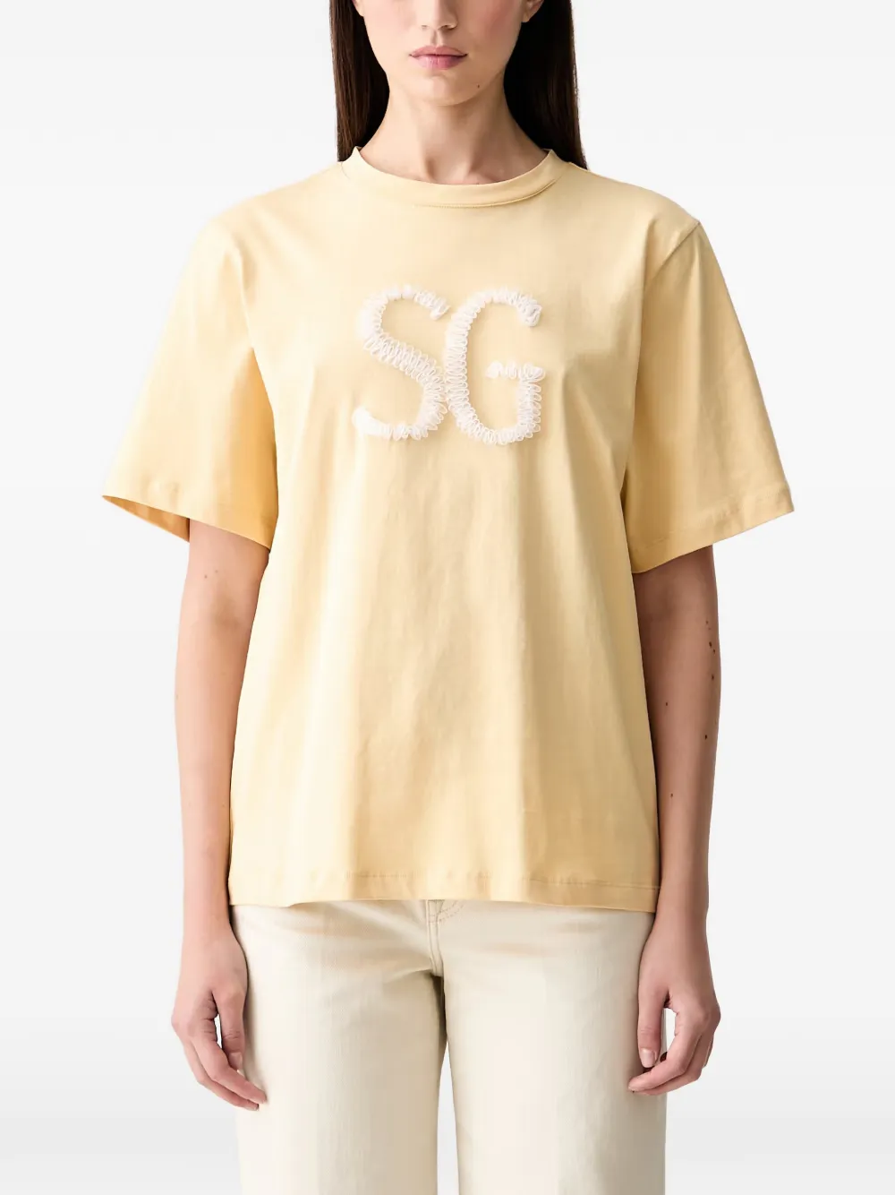 Stine Goya logo embroidered T-shirt - Giallo