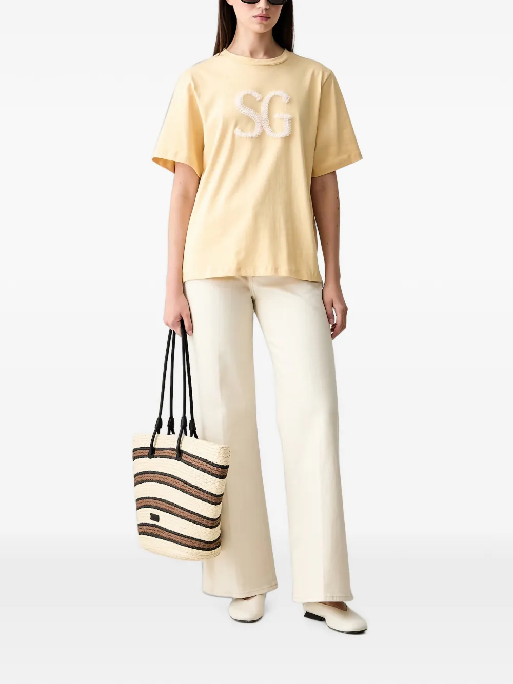 Stine Goya T-shirt met geborduurd logo Geel
