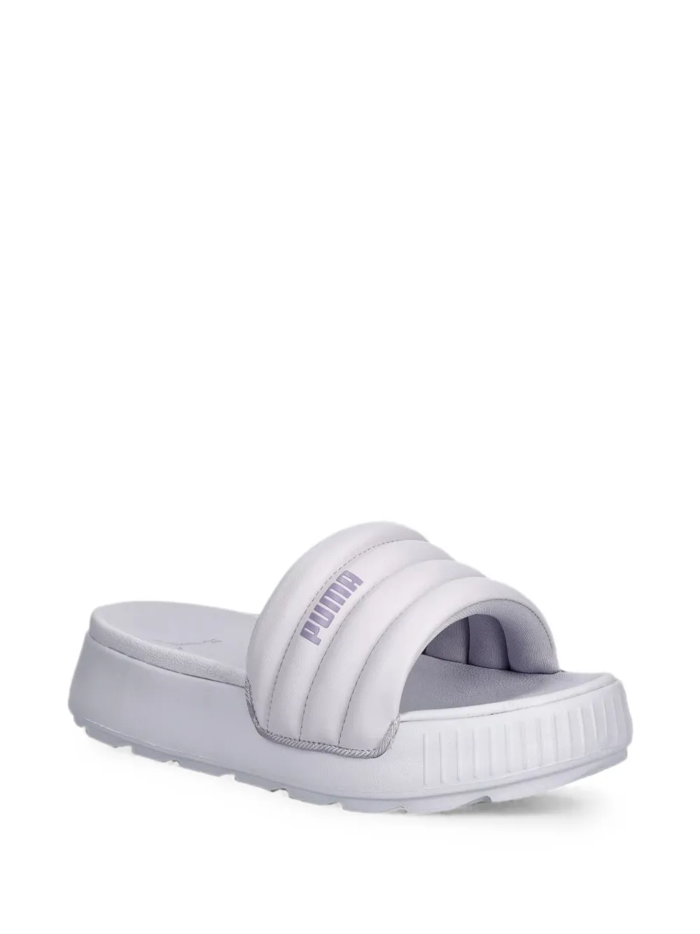 PUMA padded logo-print slides Wit