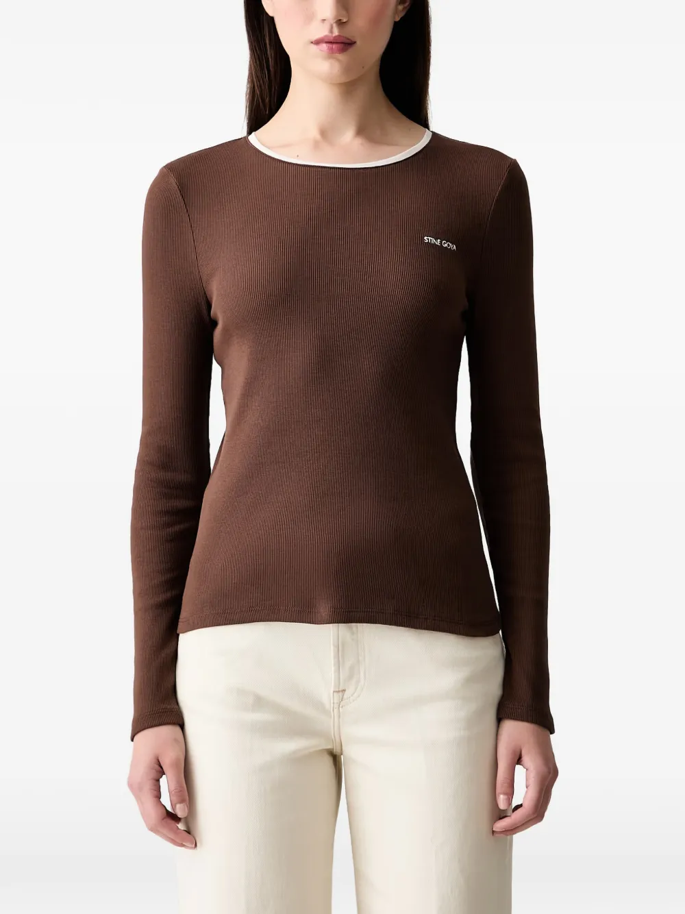 Stine Goya ribbed-knit long-sleeve top - Marrone