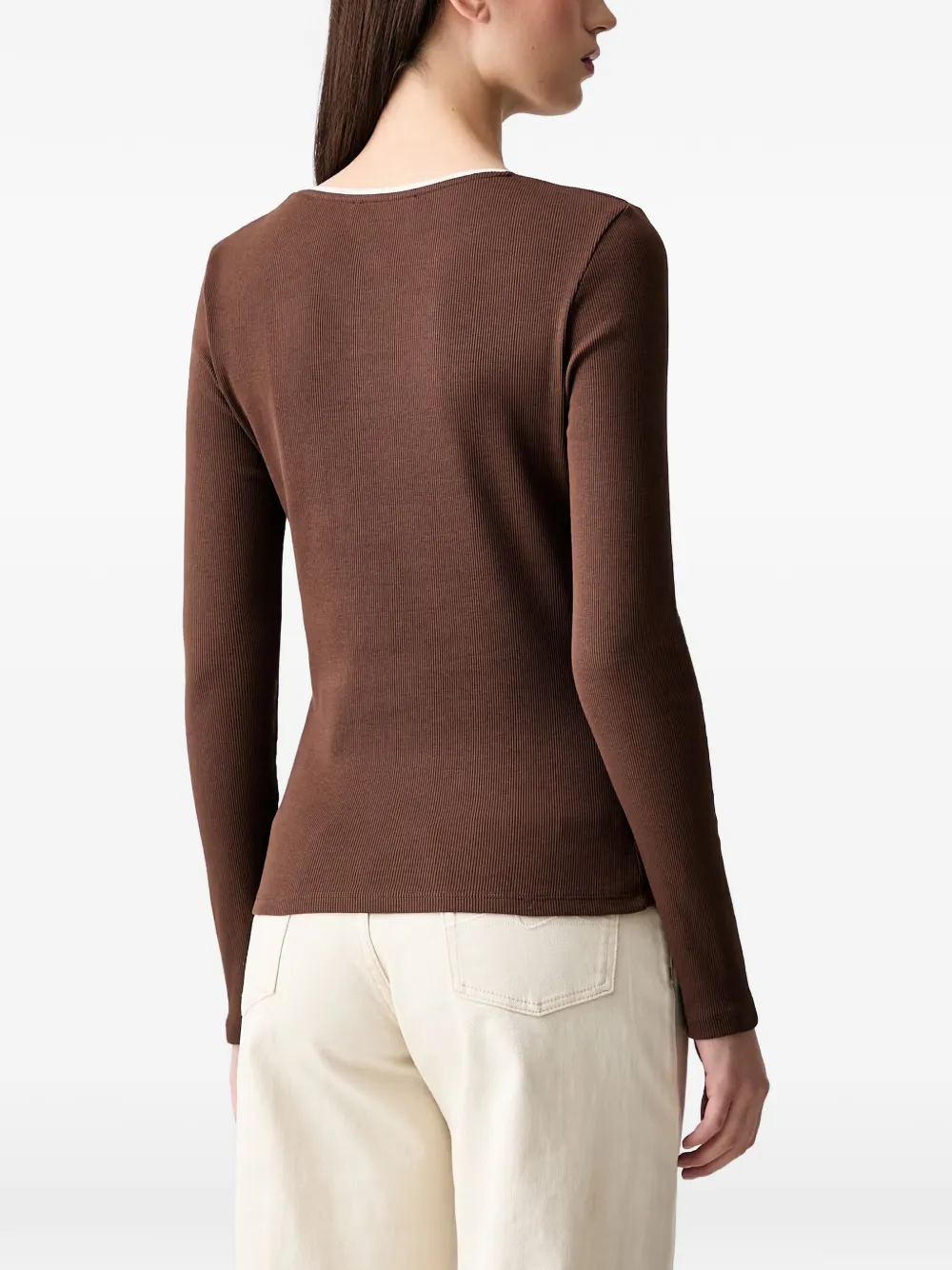 Stine Goya Ribgebreide top Bruin