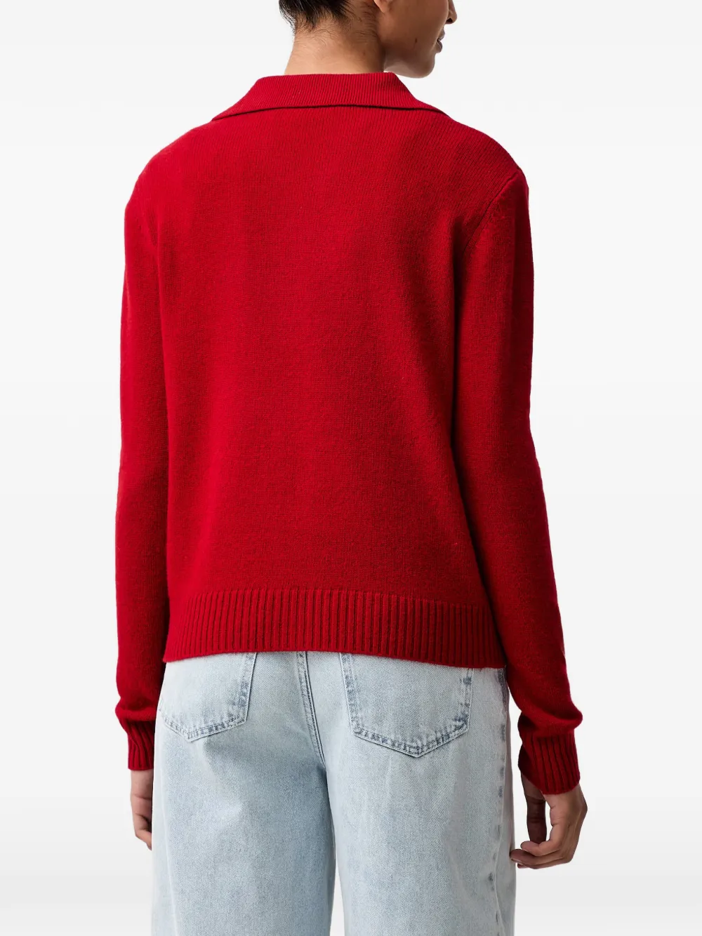 Stine Goya Vest met kraag en bloemapplicatie Rood