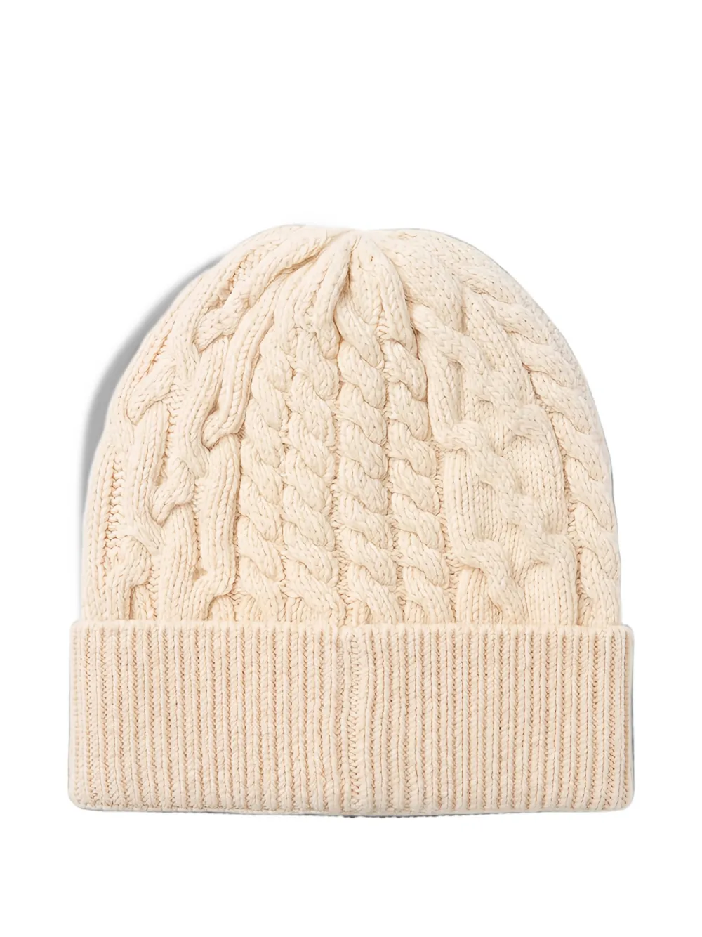 Peserico Kabelgebreide muts met omgeslagen rand Beige