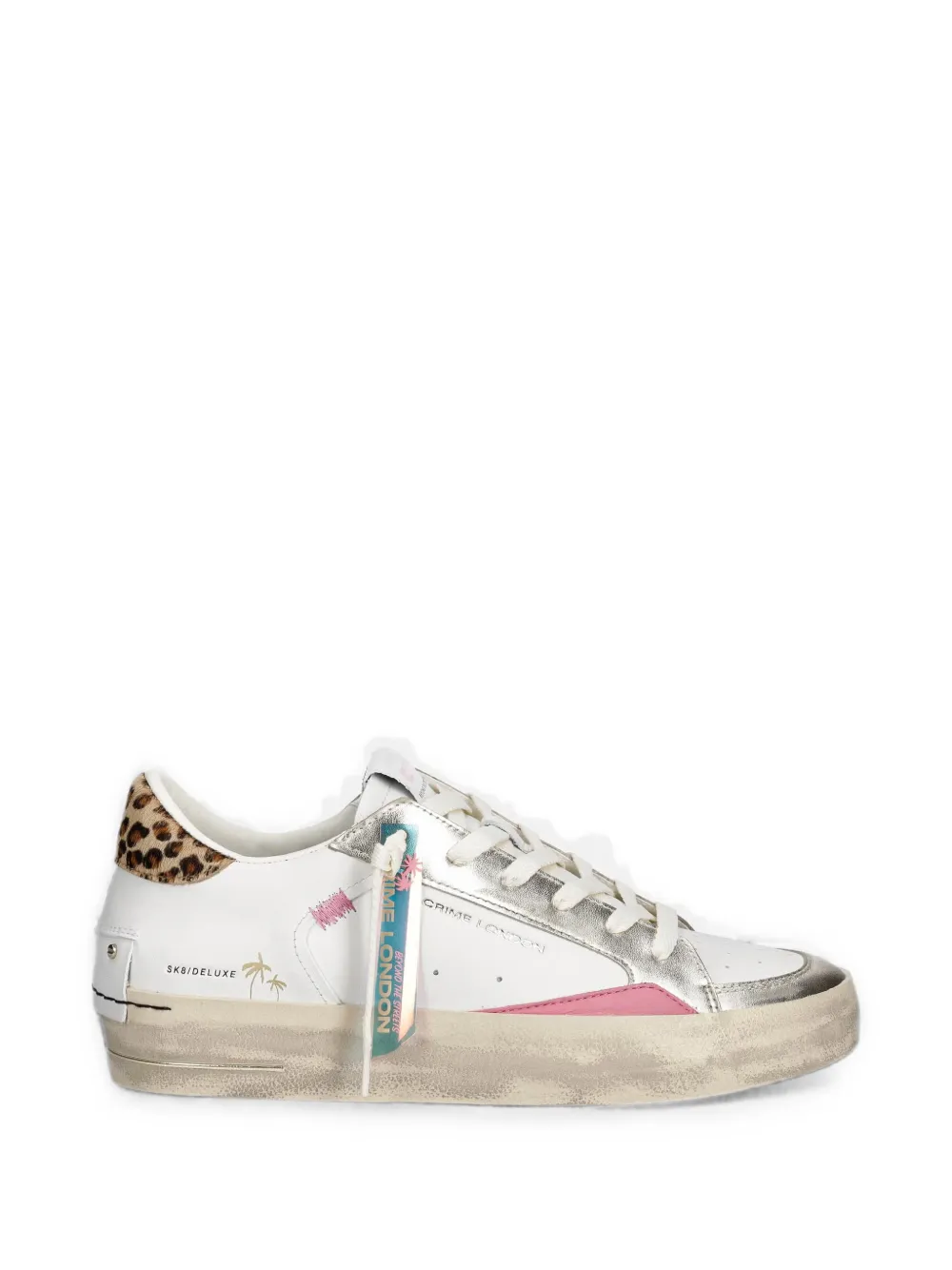 Crime London leopard-print metallic sneakers Wit