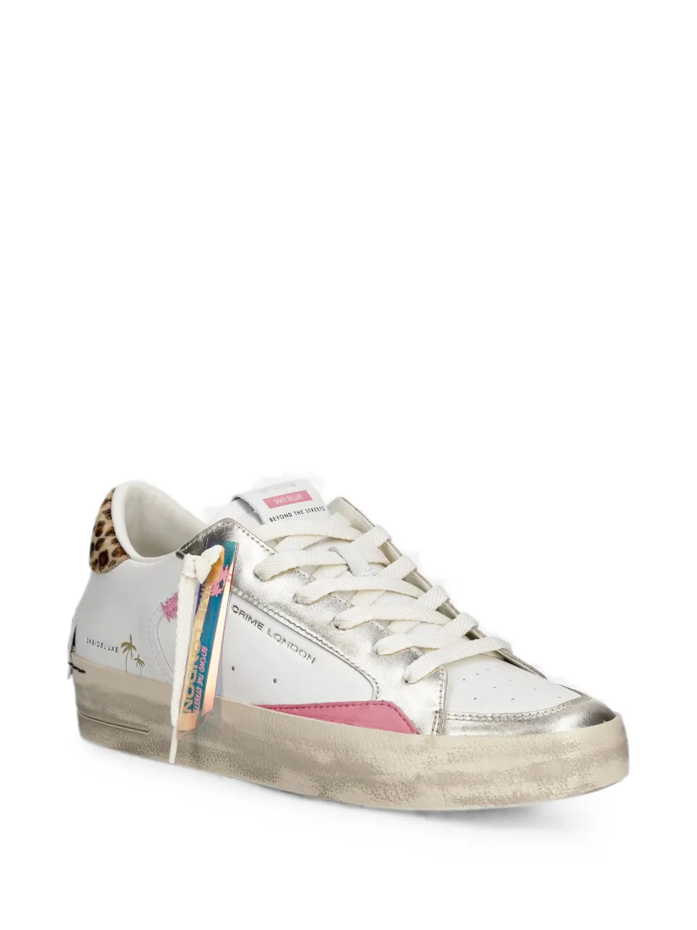 Crime London leopard-print metallic sneakers Wit