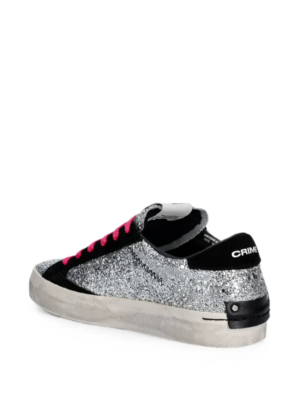 Crime London glitter-embellished slogan-print sneakers Zilver
