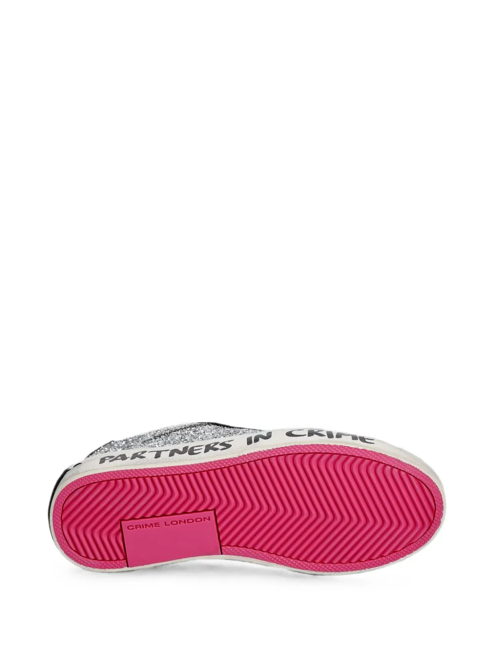 Crime London glitter-embellished slogan-print sneakers Zilver