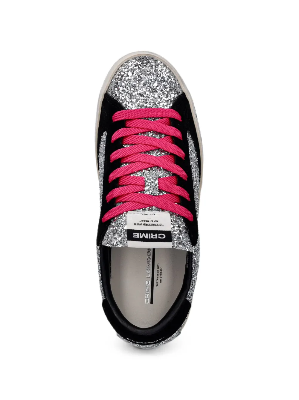 Crime London glitter-embellished slogan-print sneakers Zilver