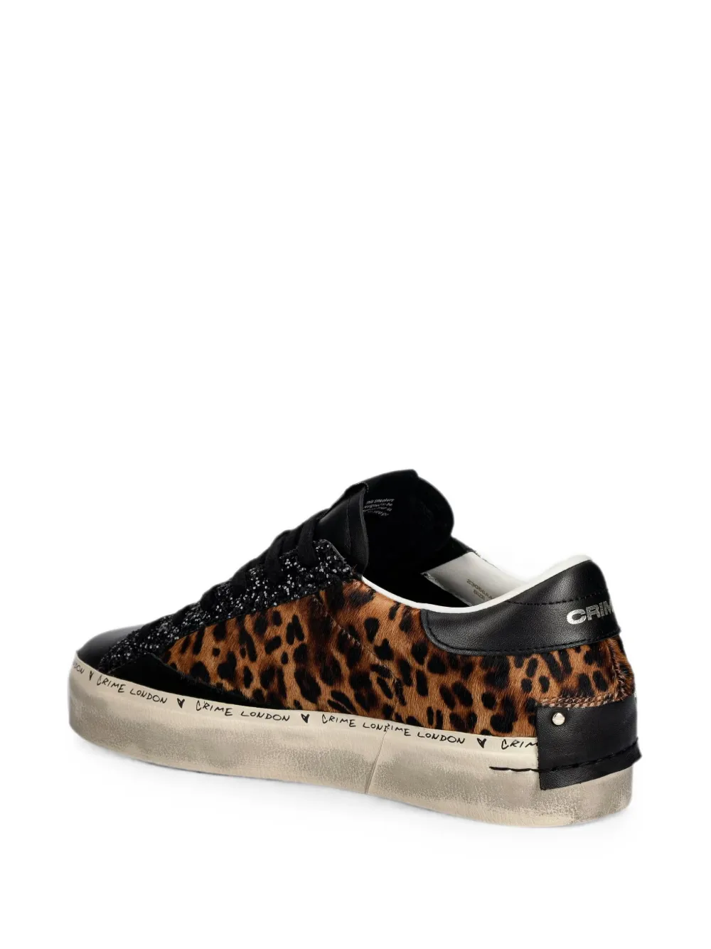 Crime London leopard-print glitter-detail sneakers Zwart