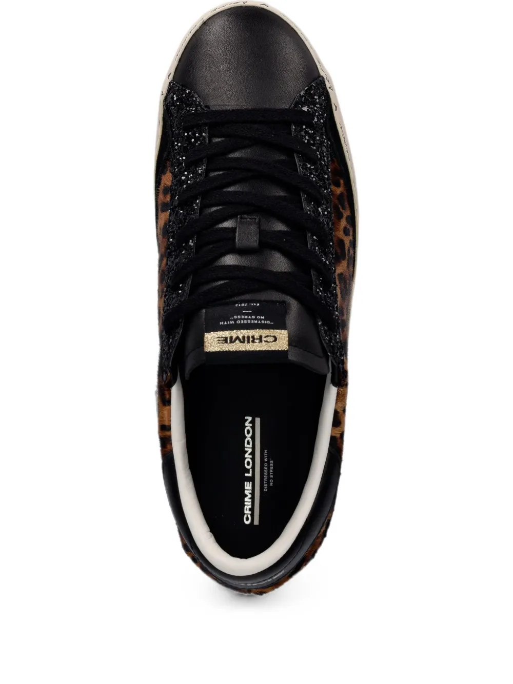 Crime London leopard-print glitter-detail sneakers Zwart