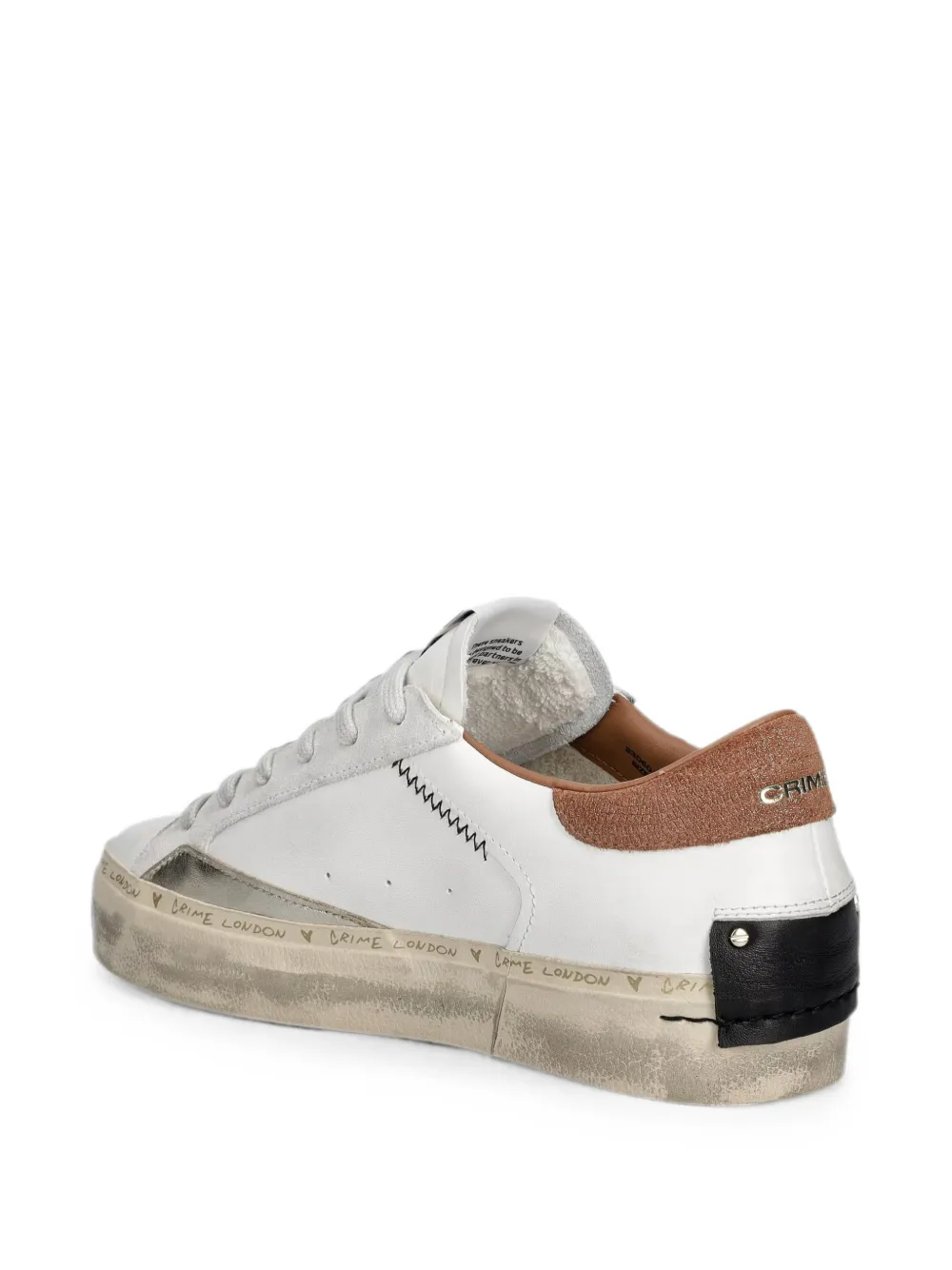 Crime London Distressed star-patch sneakers Wit