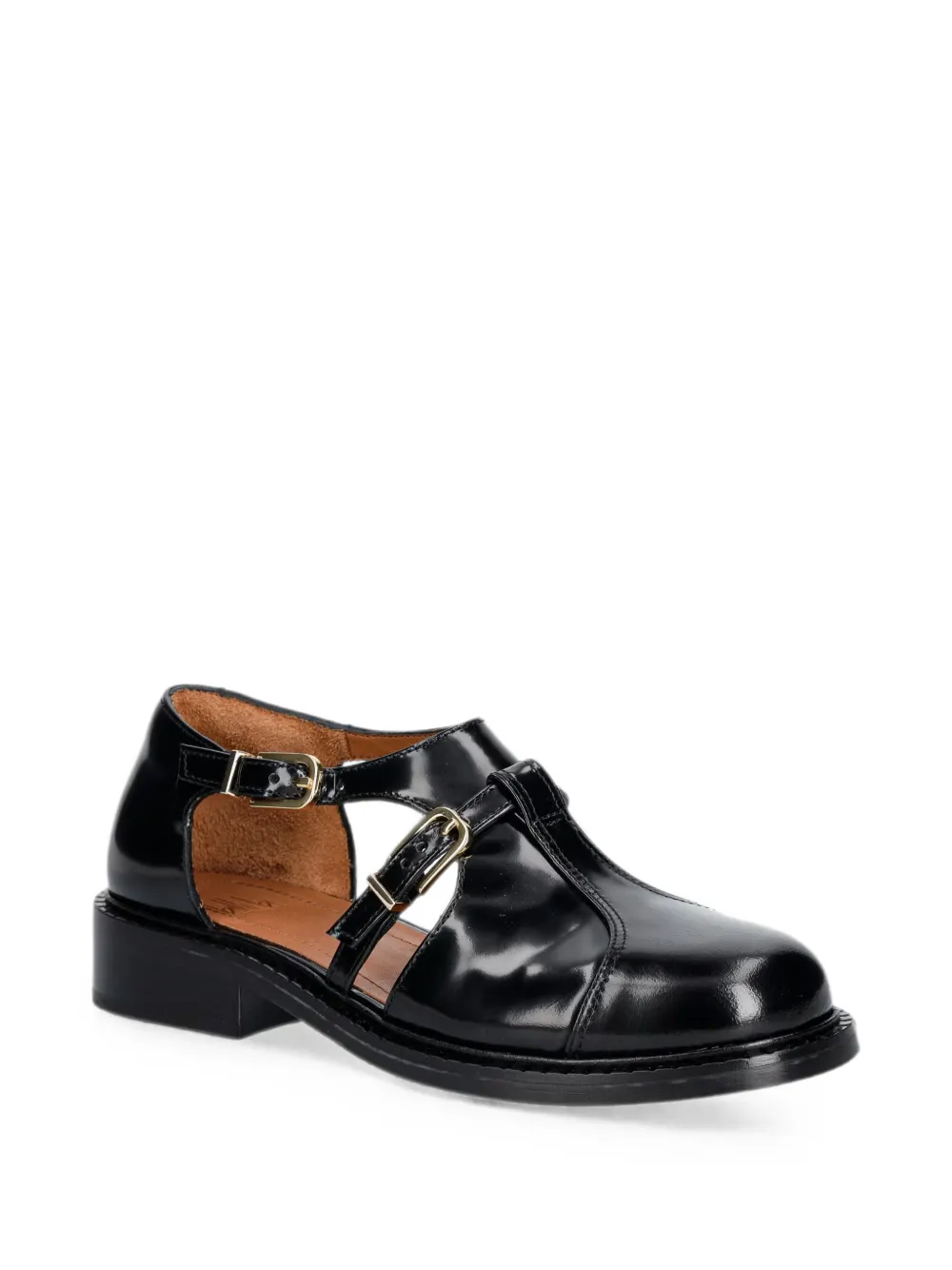 BILLI BI A9706 buckle-fastening cut-out Derby shoes Zwart