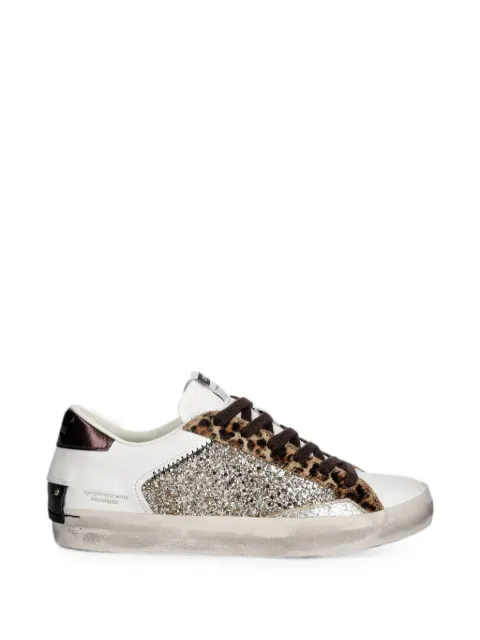 Crime London Distressed glitter-panel sneakers
