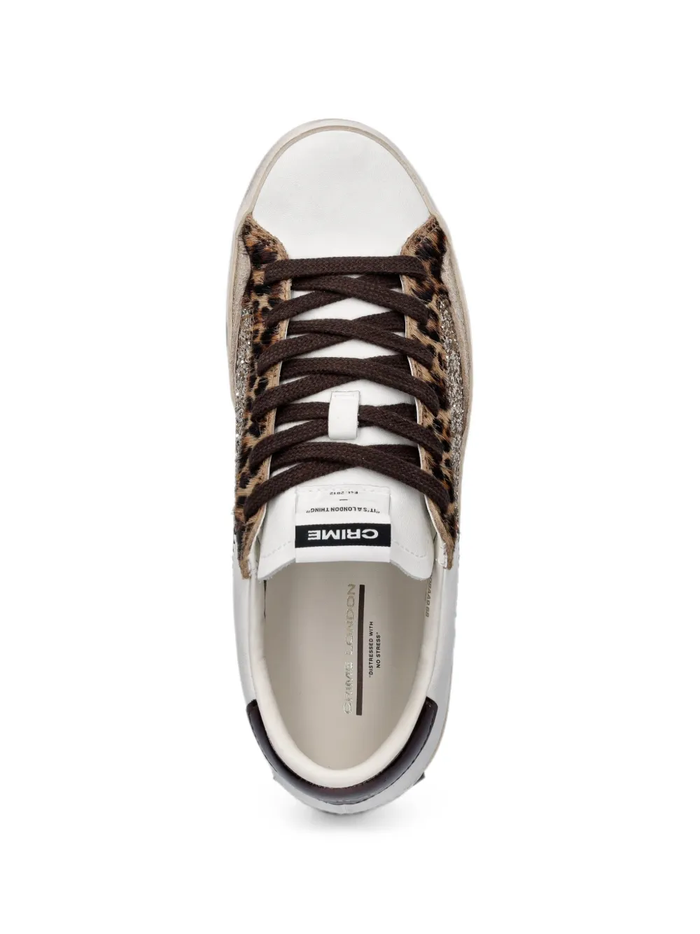Crime London Distressed glitter-panel sneakers Wit