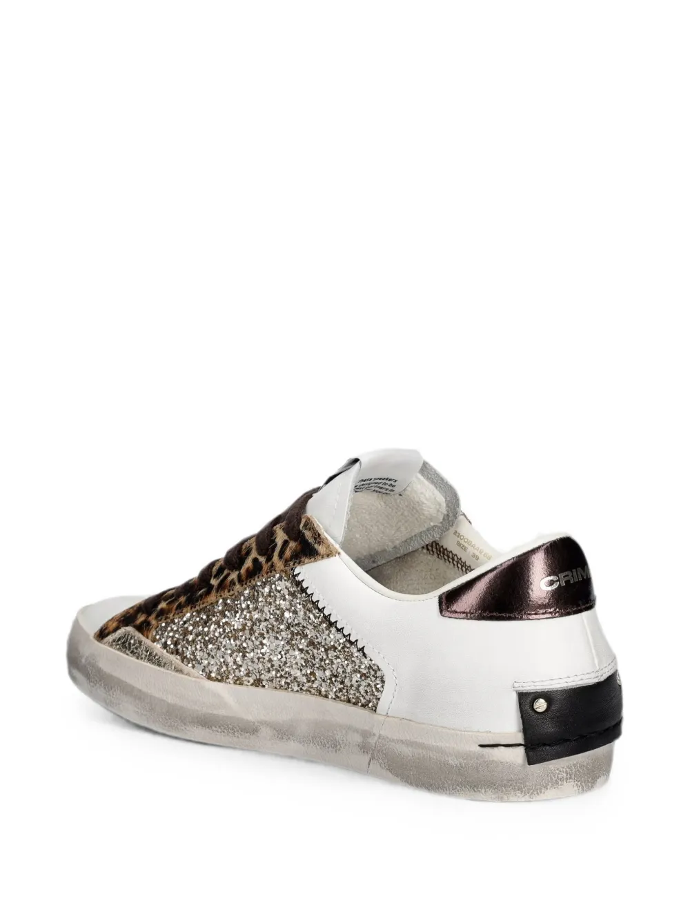 Crime London Distressed glitter-panel sneakers Wit