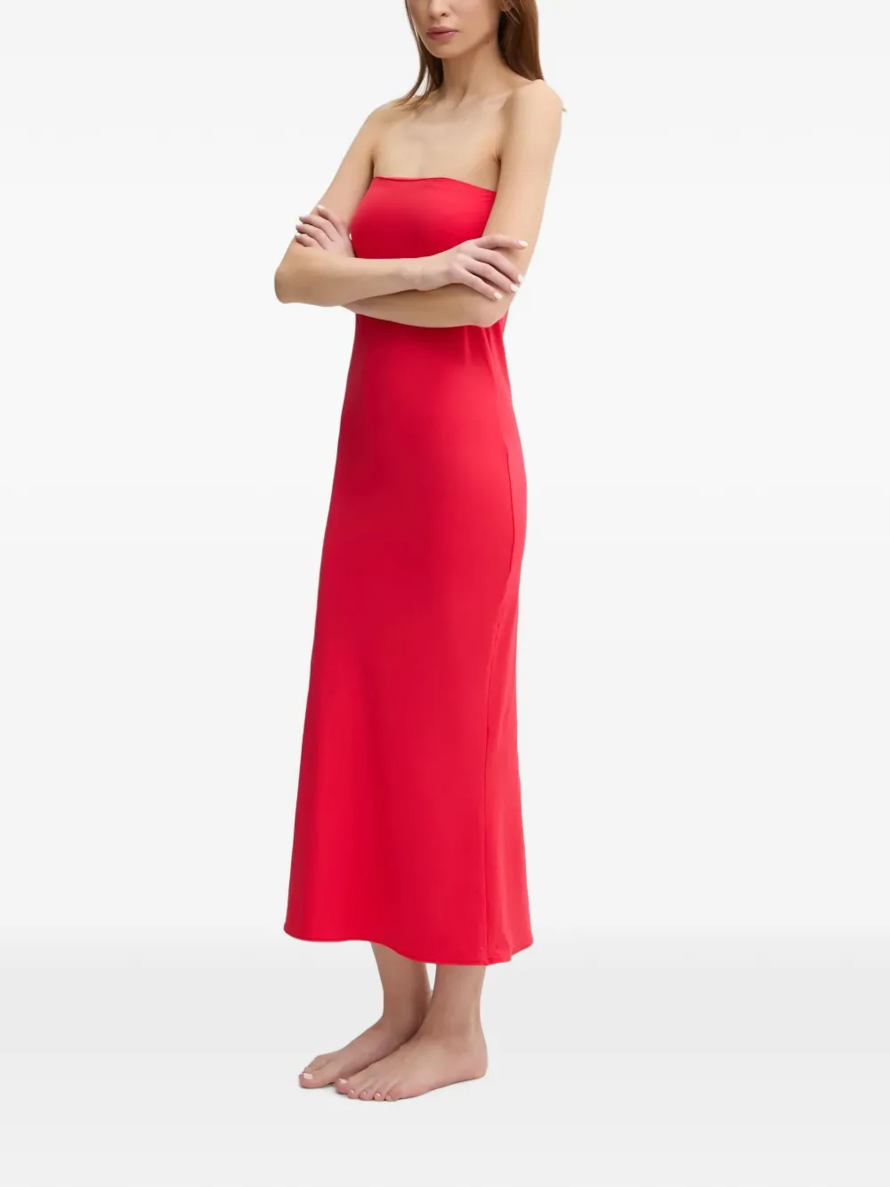 Bond-eye strapless maxi beach dress - Rot