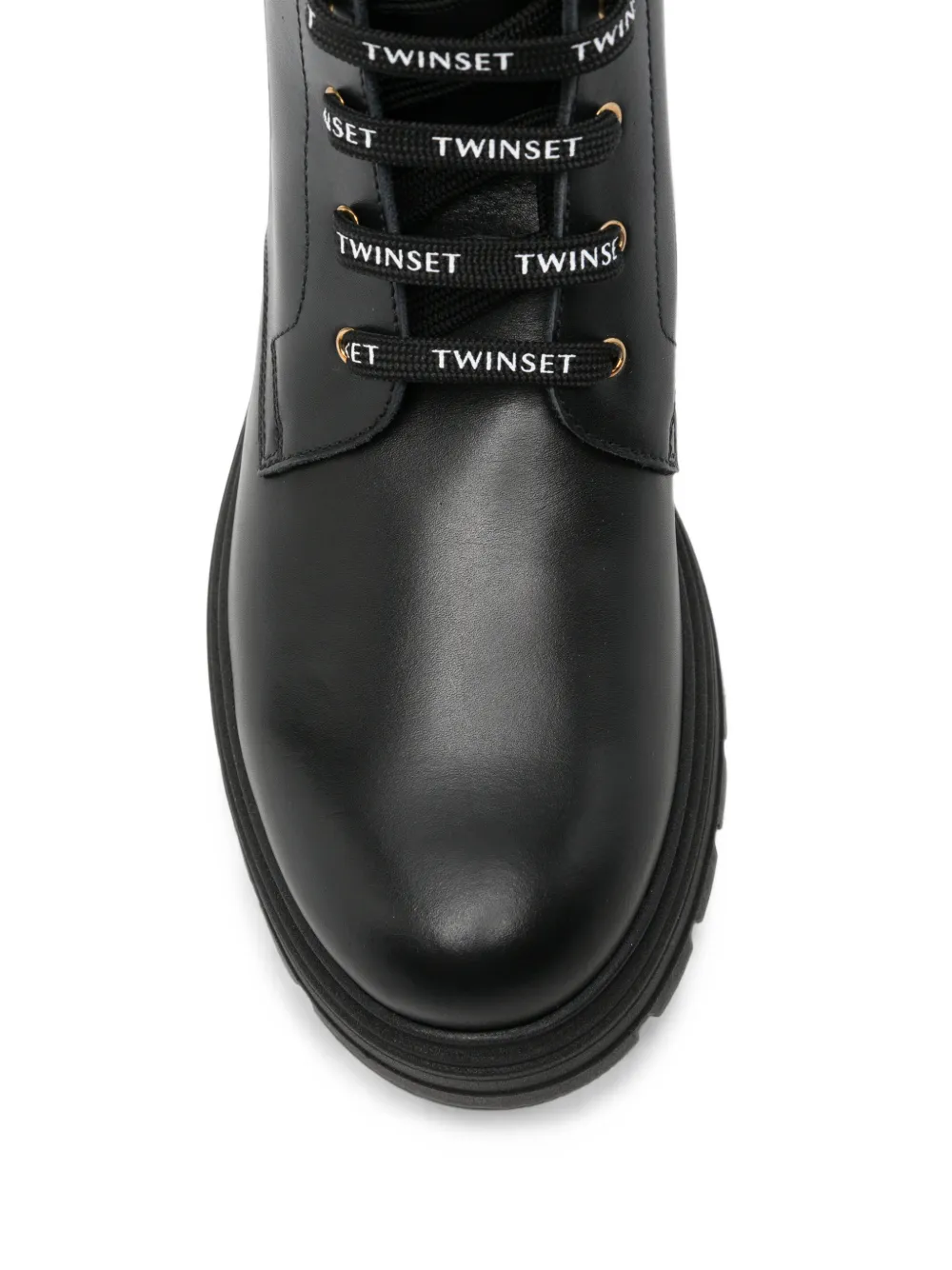 TWINSET Kids lace-up logo-print boots Zwart
