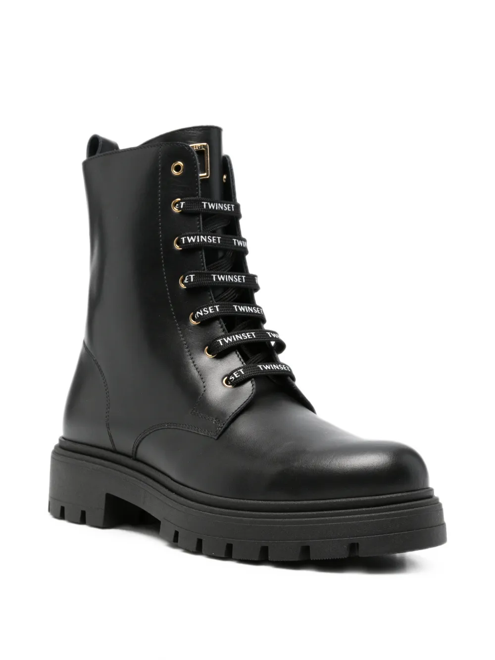 TWINSET Kids lace-up logo-print boots Zwart