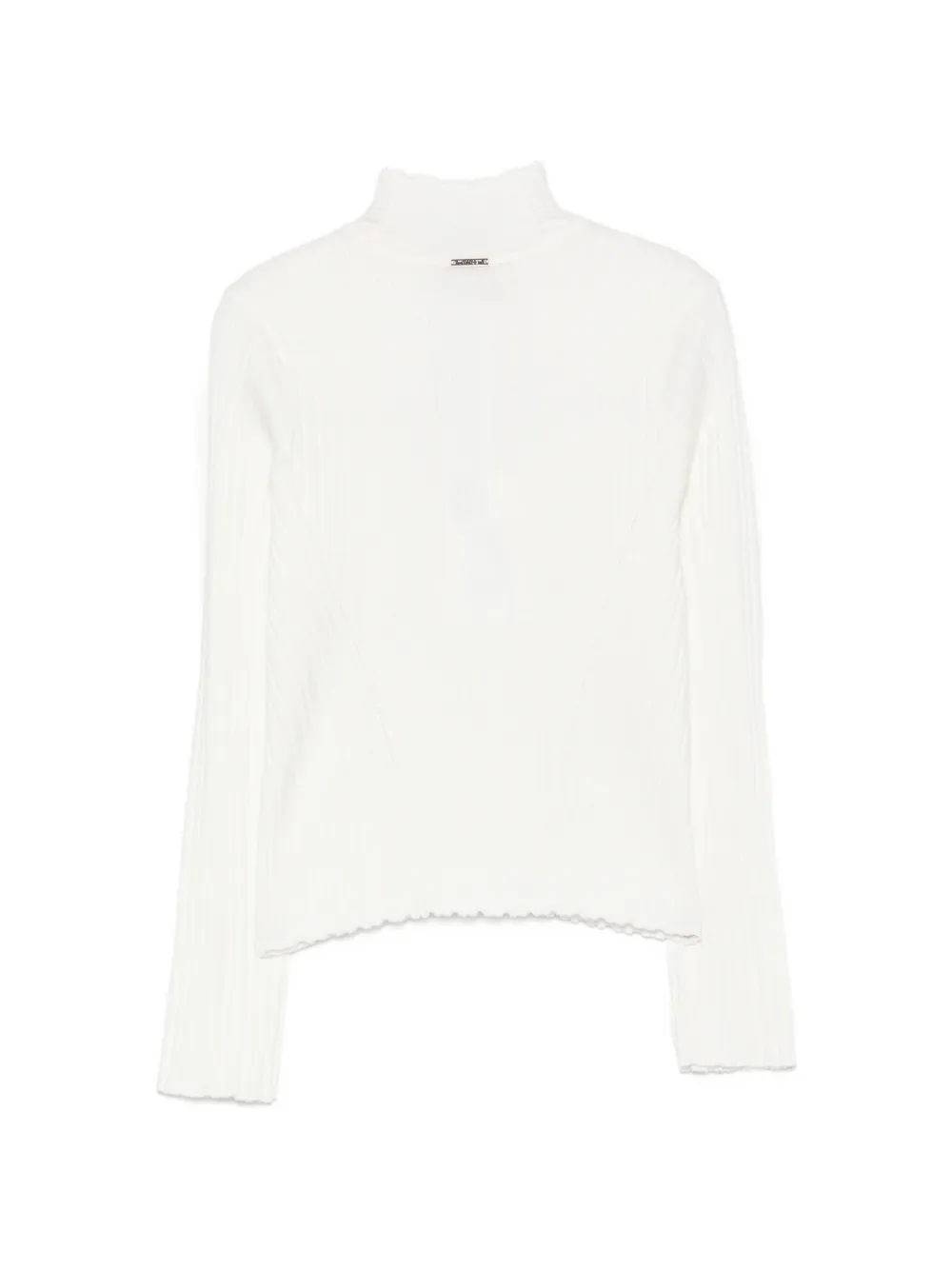 TWINSET Kids Ribgebreide trui met hoge hals Wit