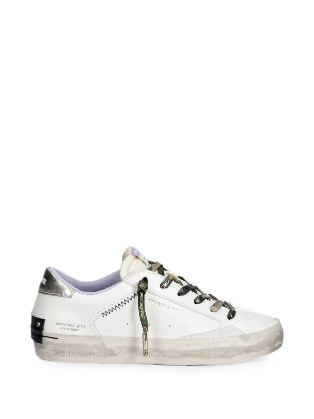 Crime London Distressed logo-print sneakers Wit