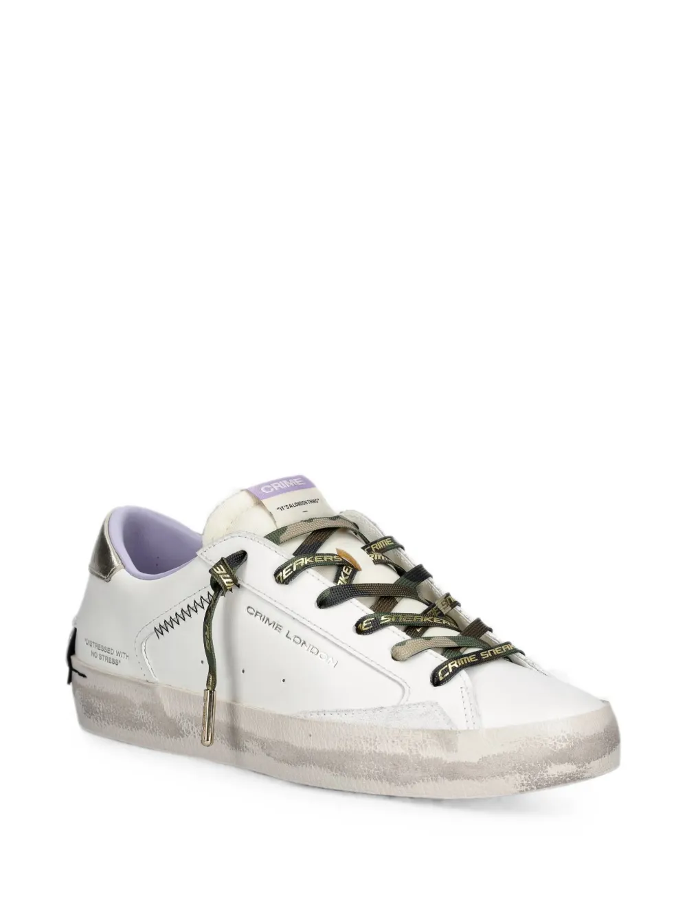 Crime London Distressed logo-print sneakers Wit