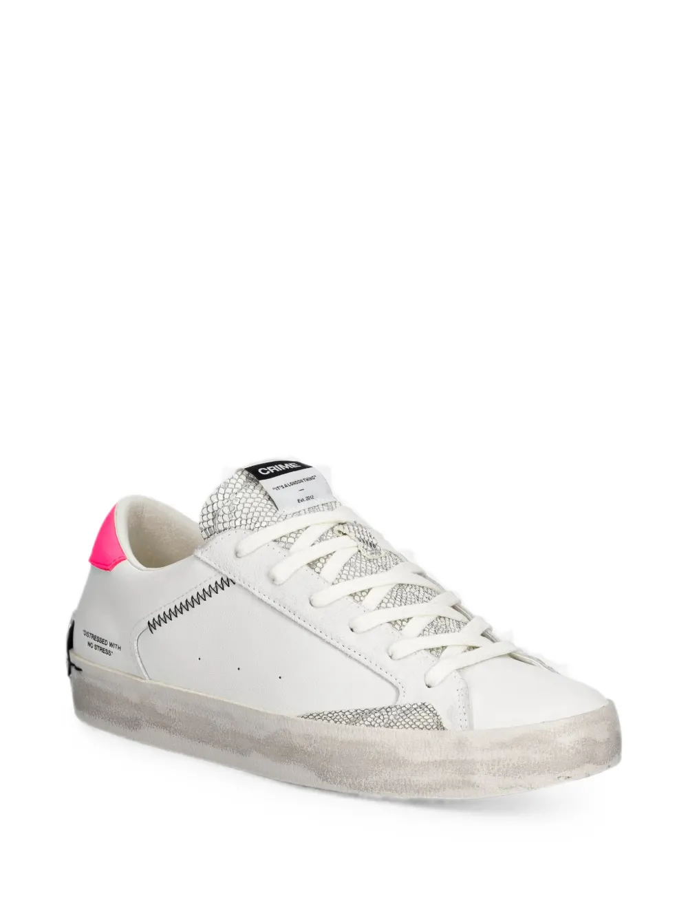 Crime London snakeskin-effect panelled sneakers Wit