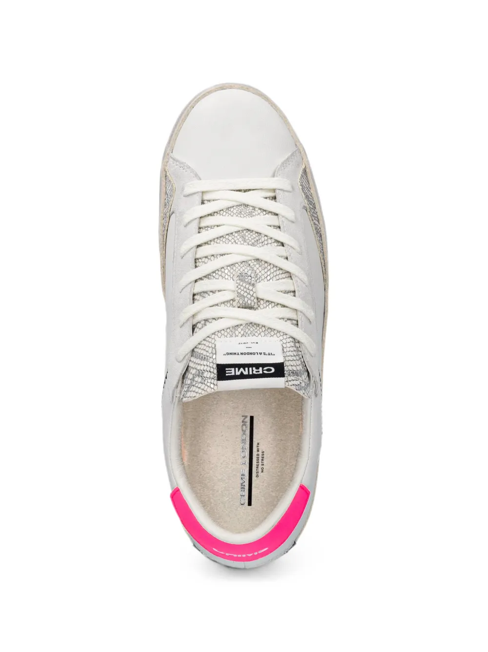 Crime London snakeskin-effect panelled sneakers Wit