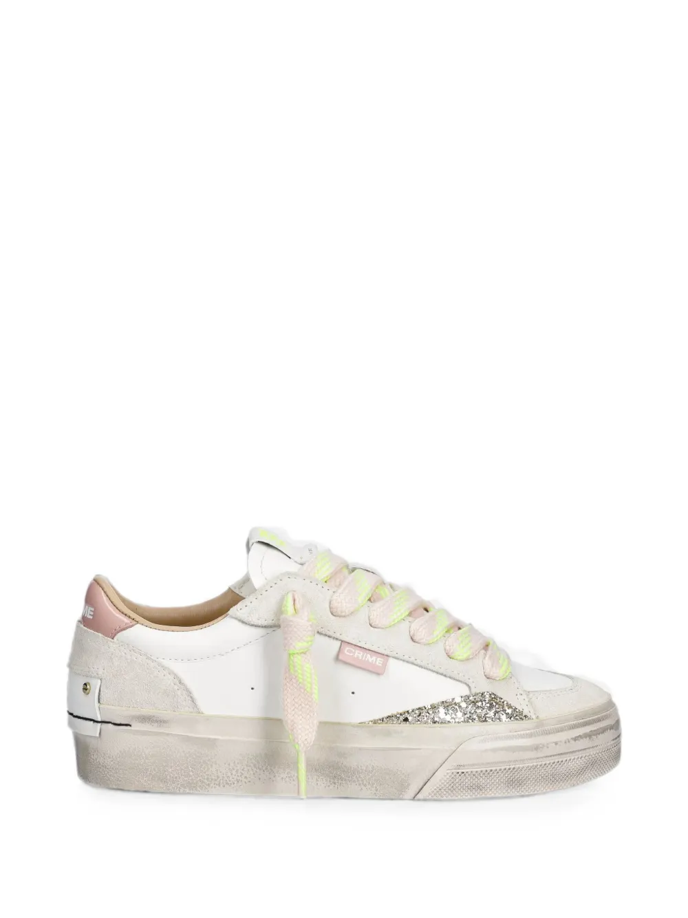 Crime London glitter-detail panelled sneakers Wit