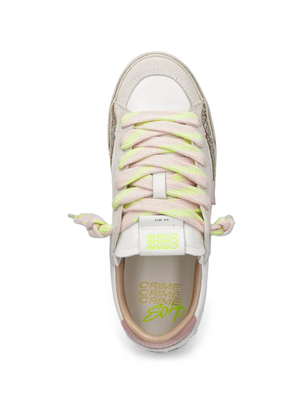Crime London glitter-detail panelled sneakers Wit