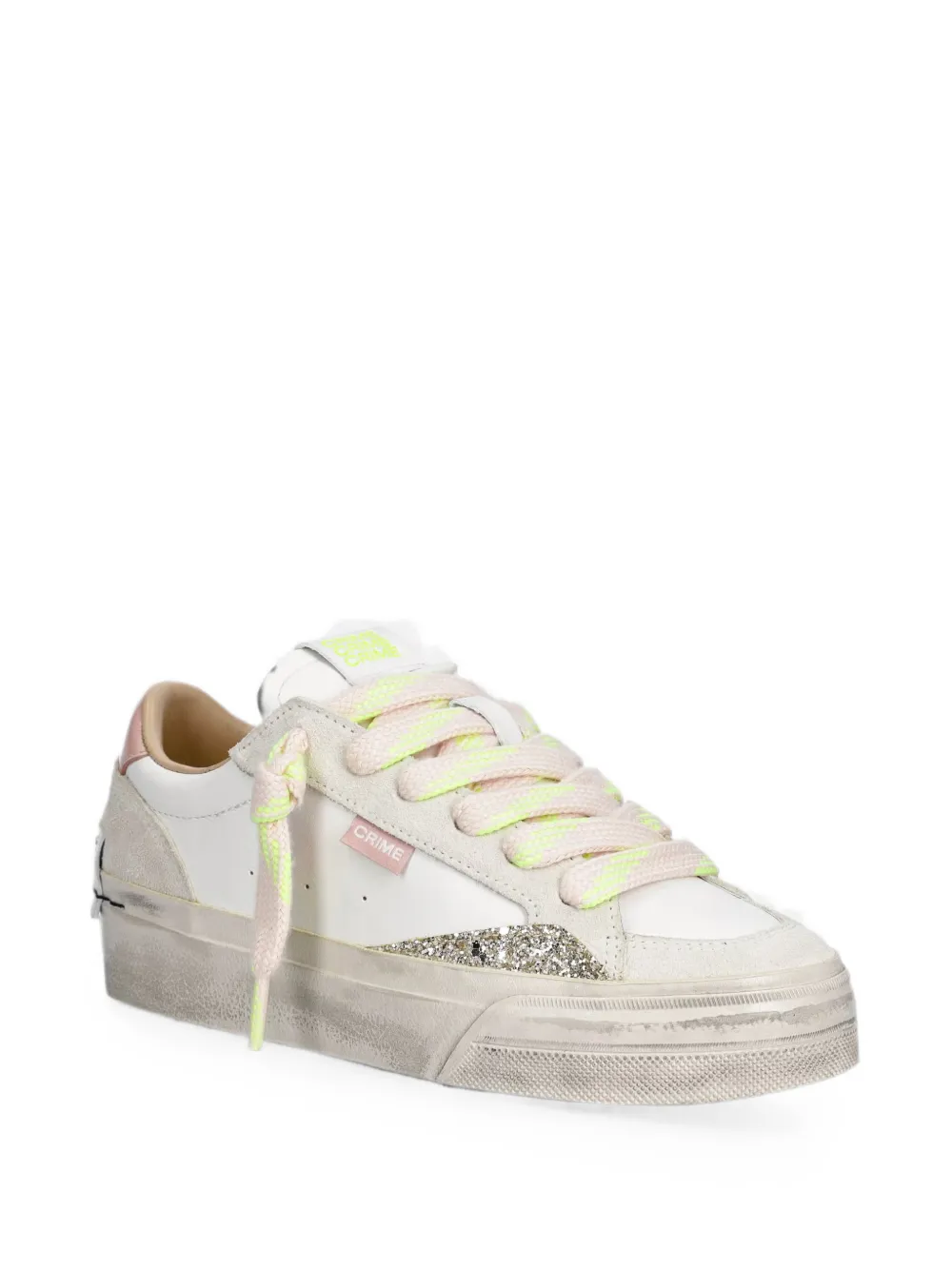 Crime London glitter-detail panelled sneakers Wit