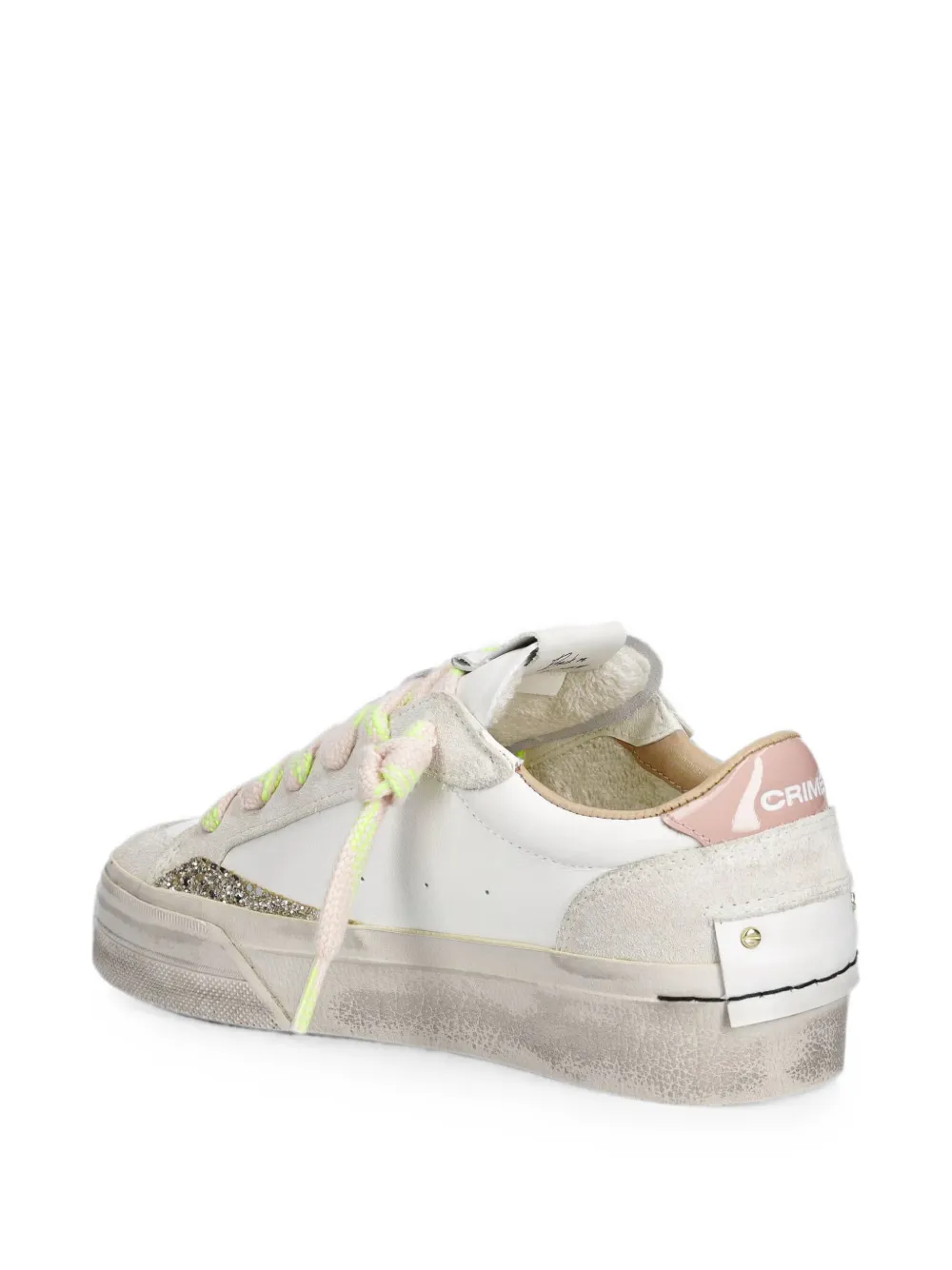 Crime London glitter-detail panelled sneakers Wit