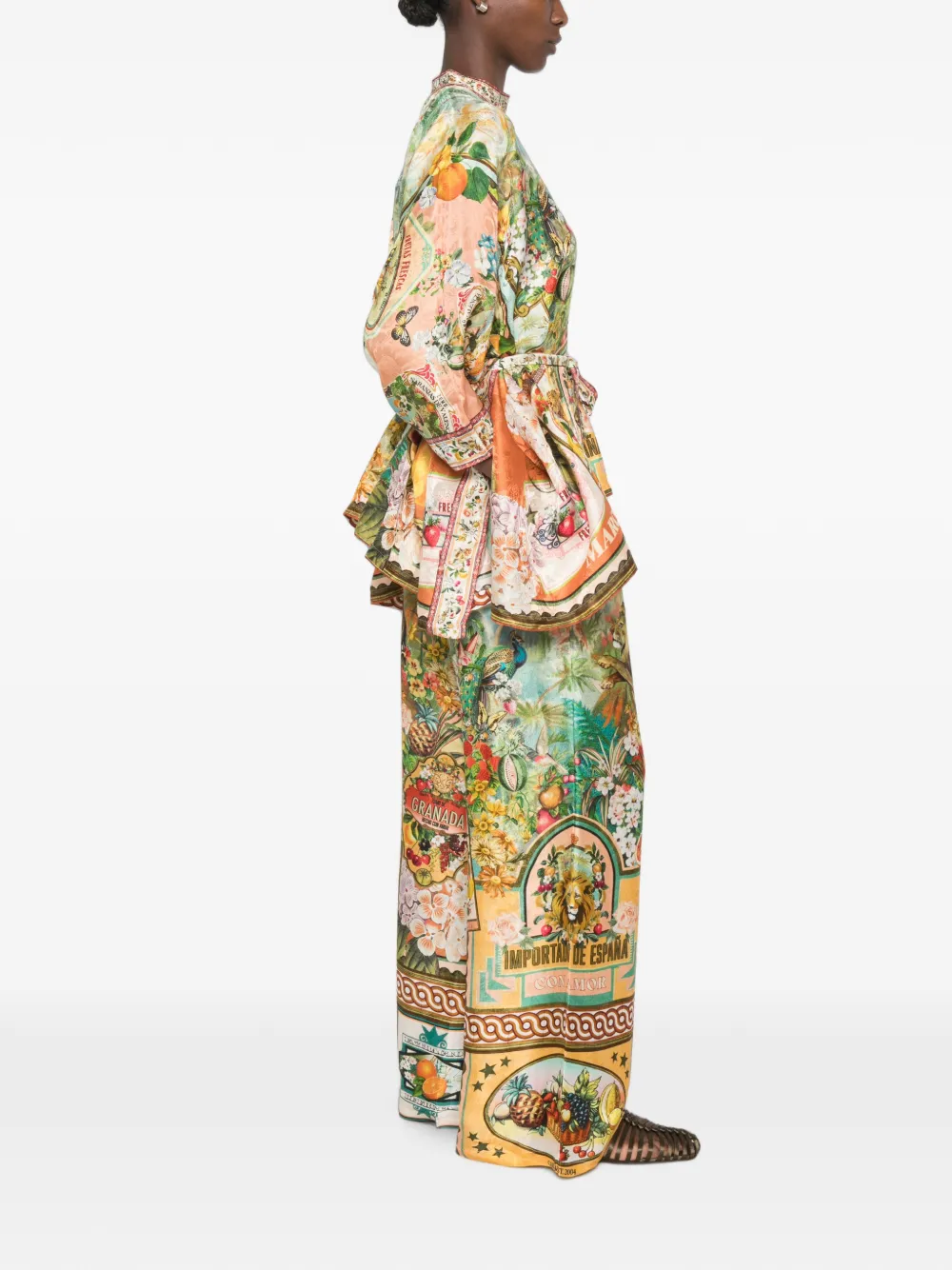 Camilla graphic-print palazzo pants Groen