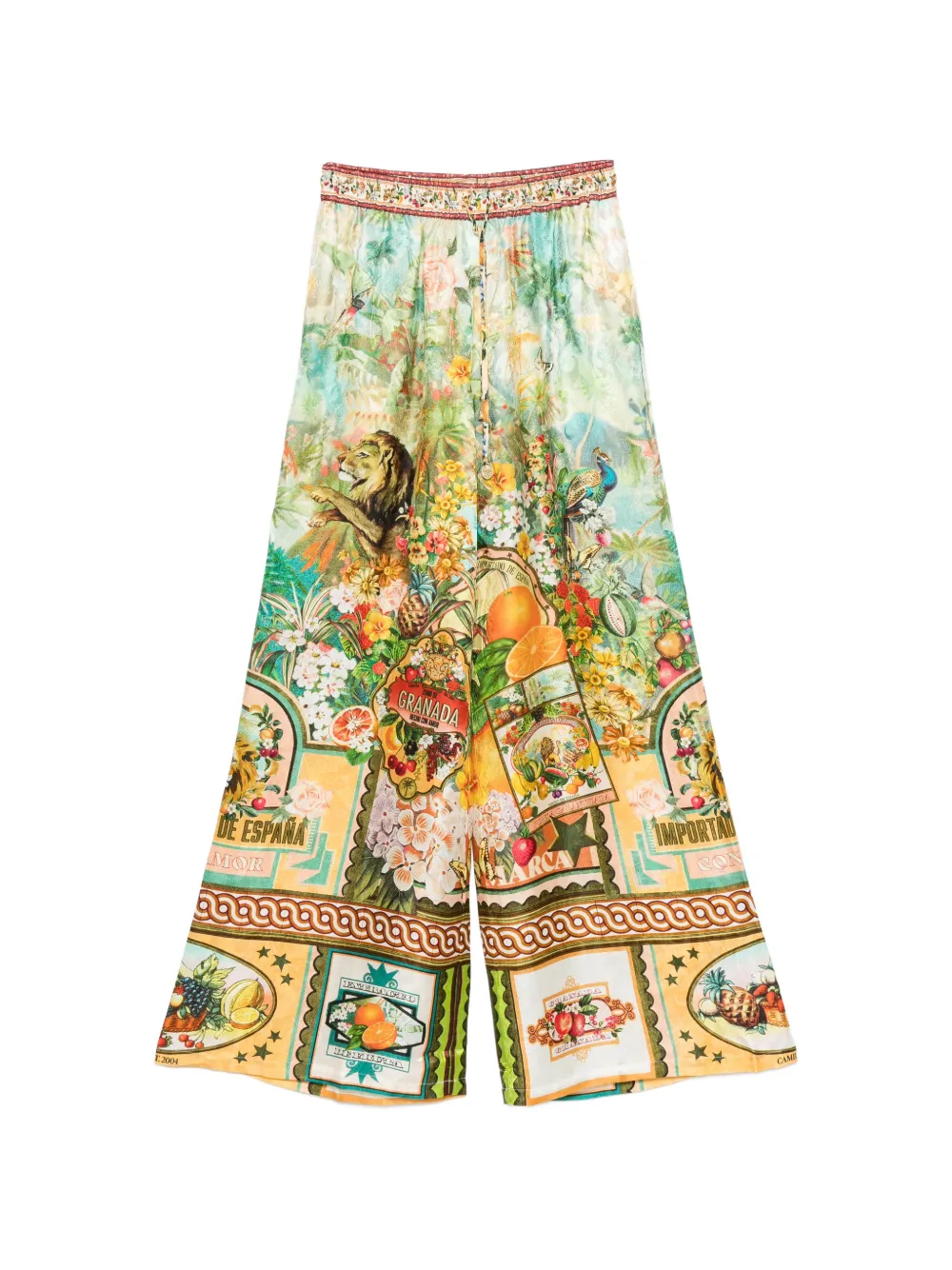 Camilla graphic-print palazzo pants Groen
