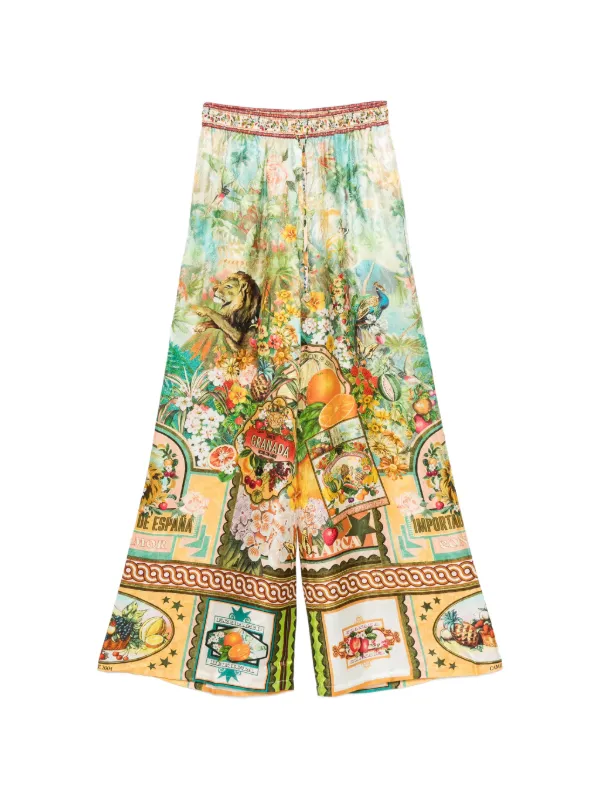 Camilla Graphic-print Palazzo Pants in Green