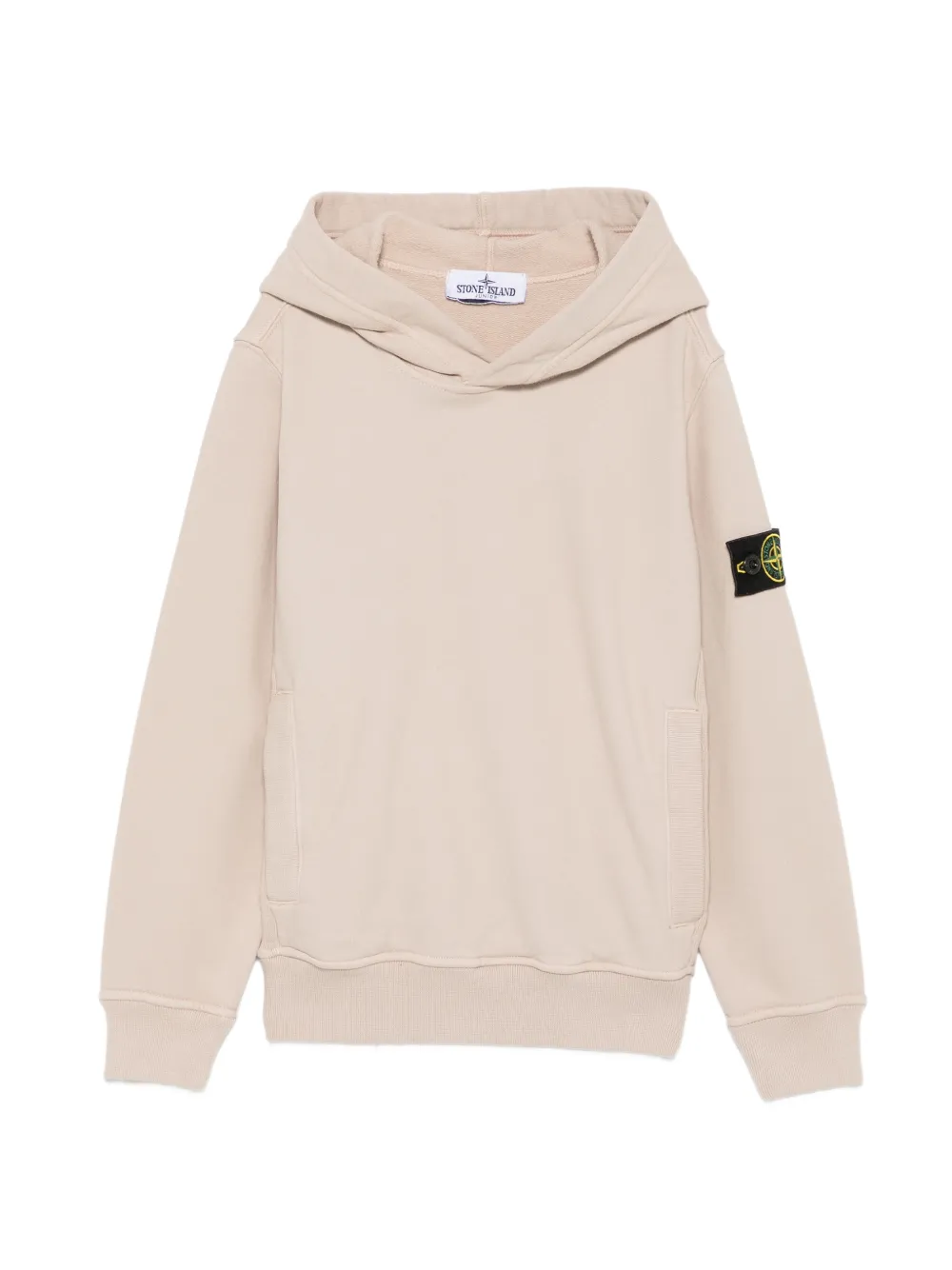 Stone Island Junior logo-patch long-sleeve hoodie - Toni neutri