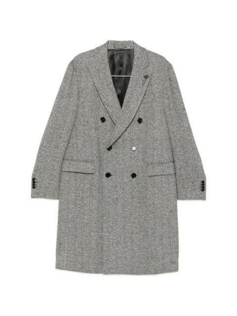 Lardini 헤링본 더블 브레스티드 코트