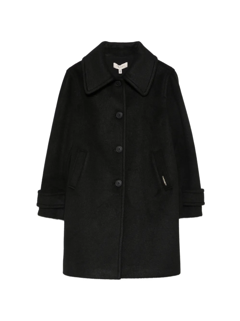 TWINSET Kids logo-plaque button-fastening coat - Nero
