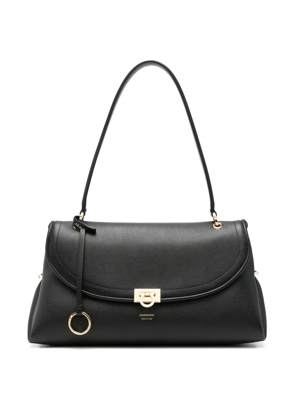 Ferragamo Gancini pebbled leather shoulder bag - Schwarz