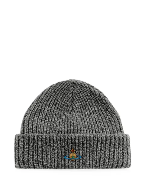 Vivienne Westwood Sporty Orb-embroidered ribbed beanie hat