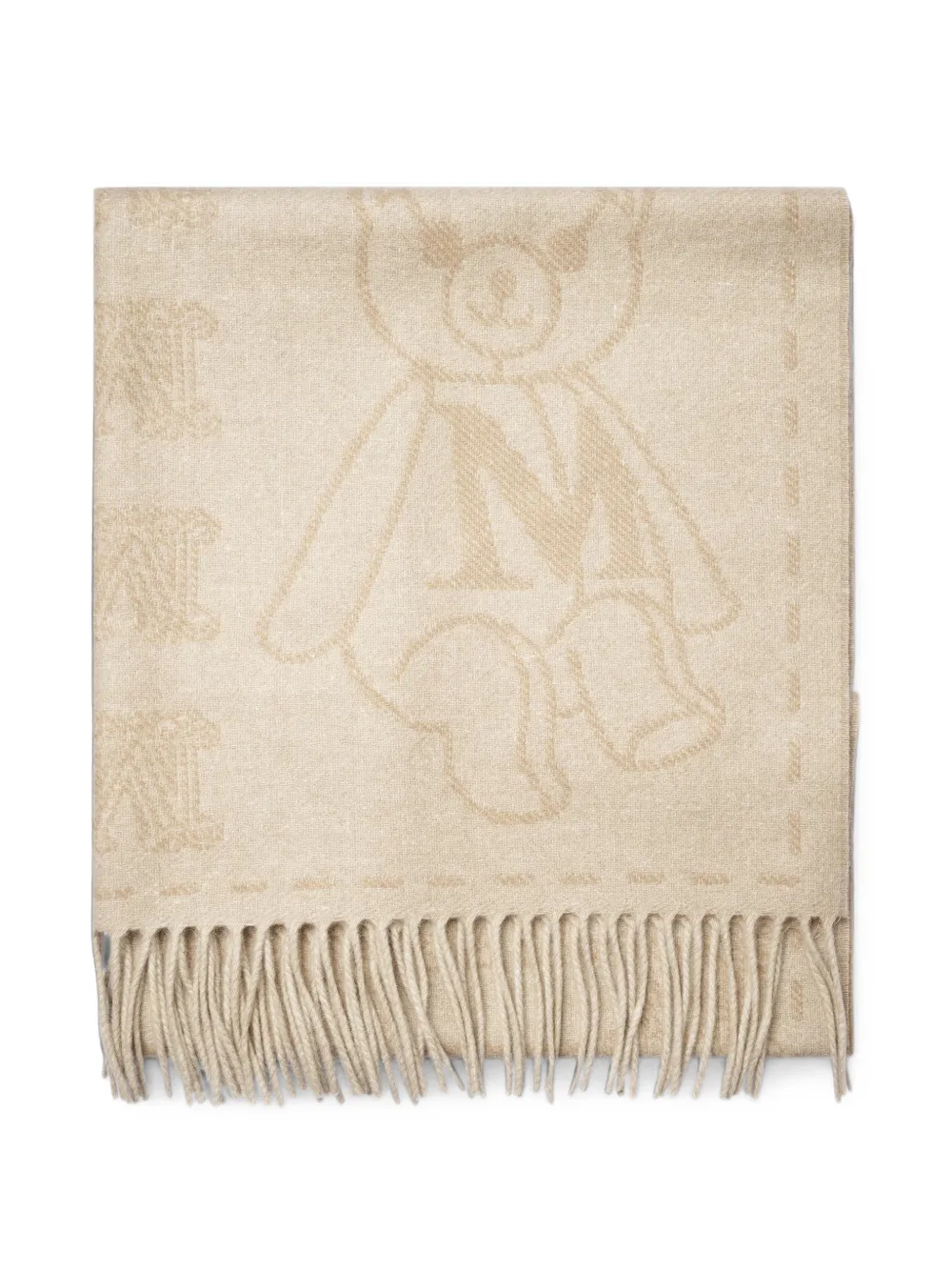 Max Mara teddy bear-motif fringed scarf - Toni neutri