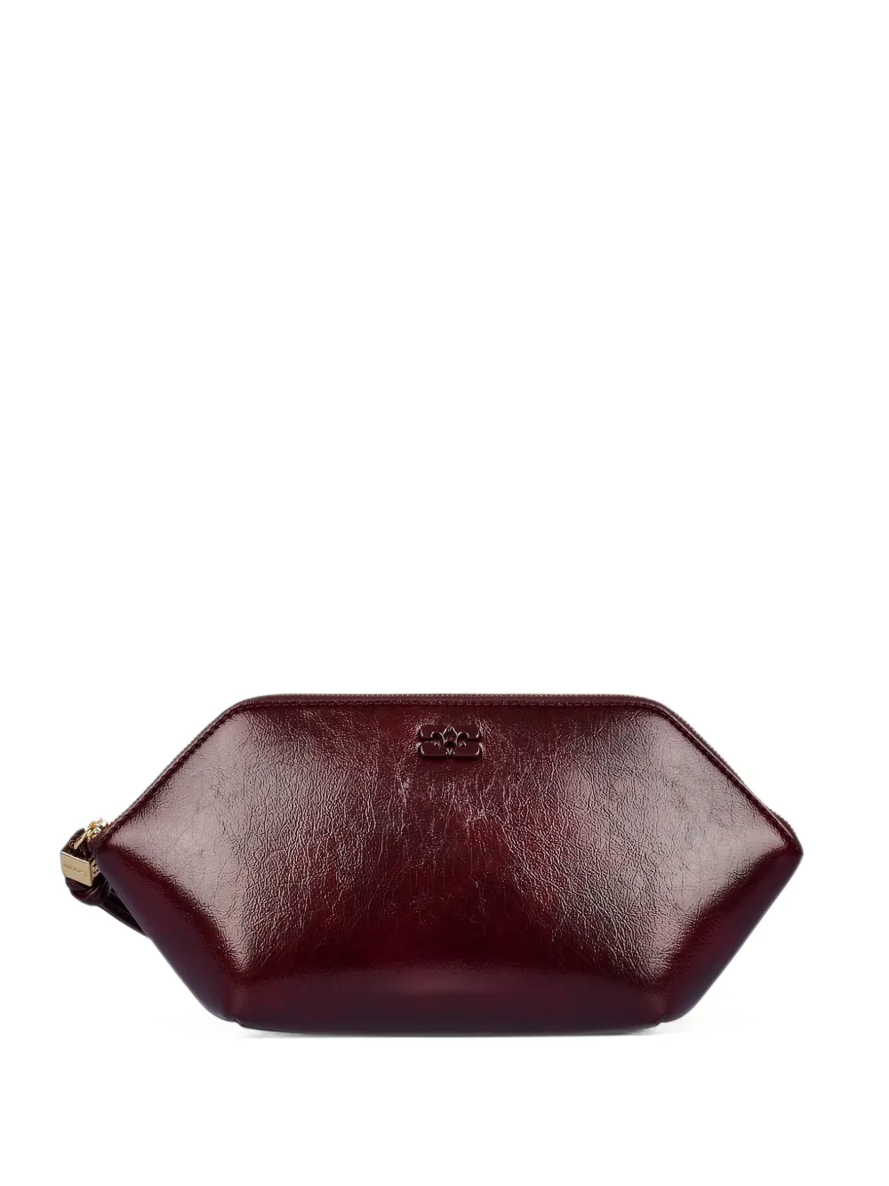 GANNI logo-plaque clutch bag - Rouge