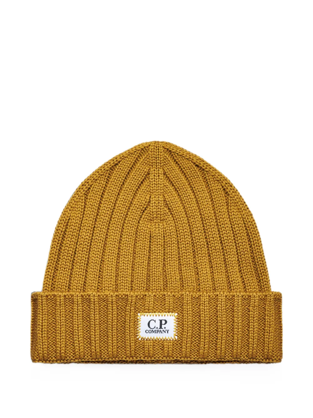 C.P. Company ribbed-knit logo-patch beanie hat - Giallo