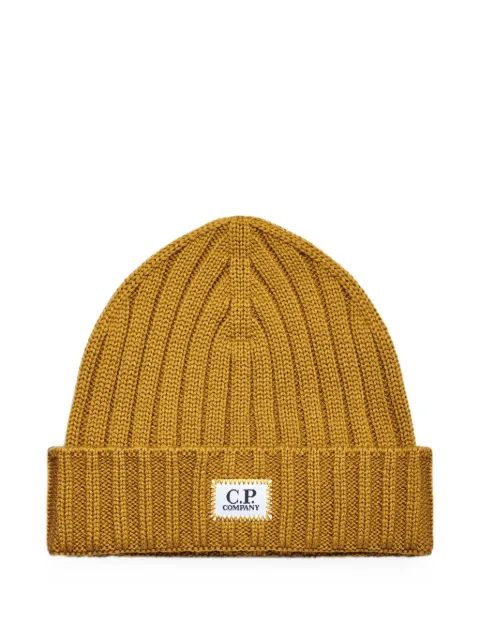 C.P. Company ribbed-knit logo-patch beanie hat