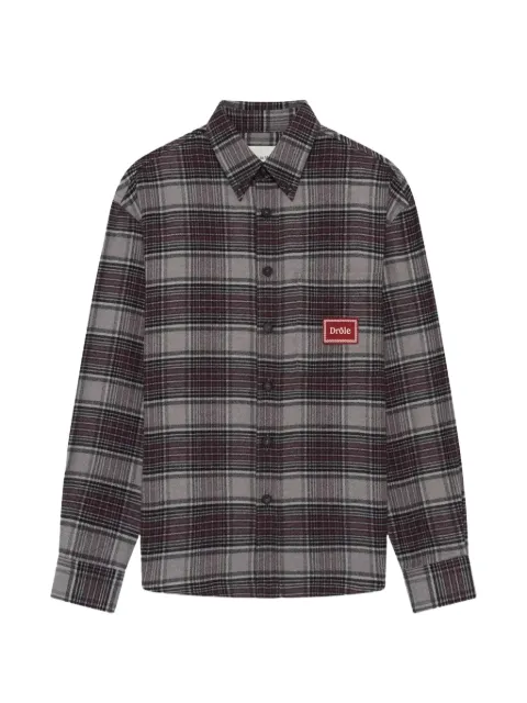 Drôle De Monsieur check-pattern logo-patch shirt