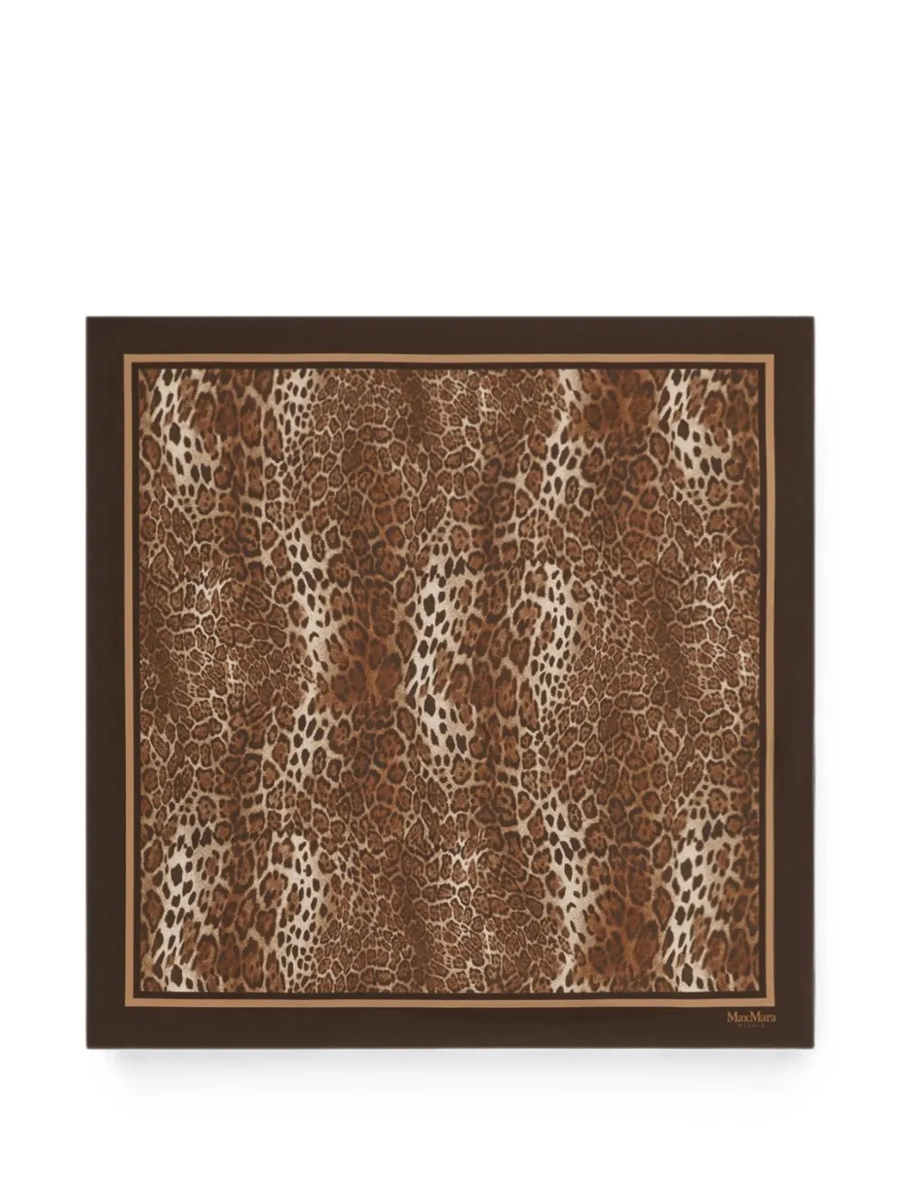 Max Mara leopard-print silk scarf - Marrone